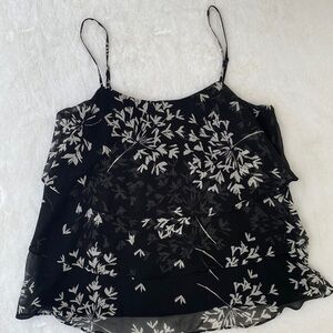 Banana Republic ruffled black and white tank top blouse